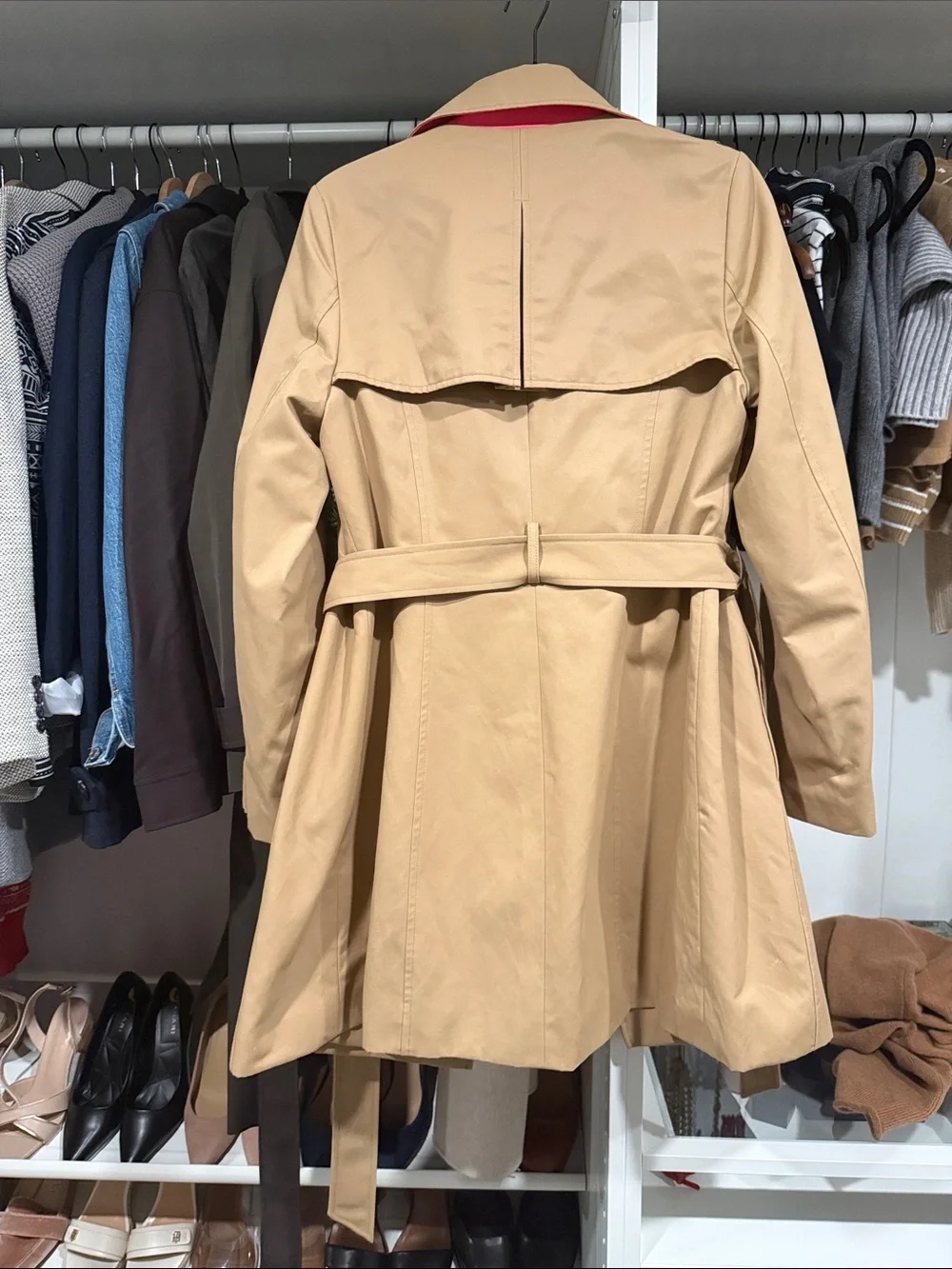 kate spade Tan Double-Breasted Trench with Waist Tie